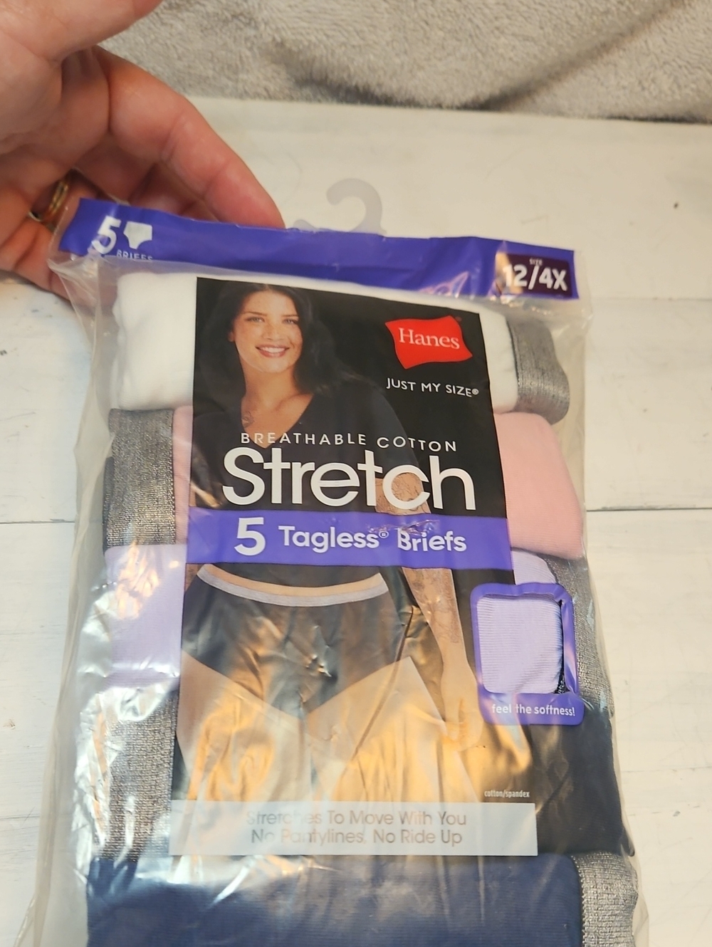 Hanes Stretch Tagless Briefs Pack - White, Pink, Gray, Navy, Lavender